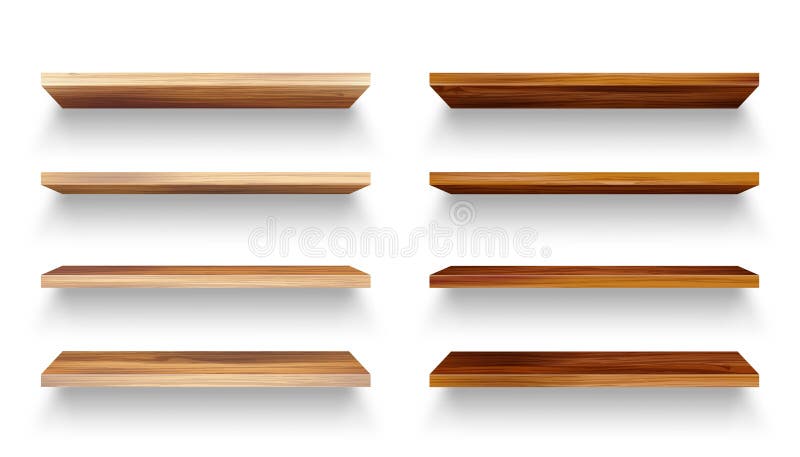 Vector - Wood Shelves, stock vector. Illustration of furniture - 35141256