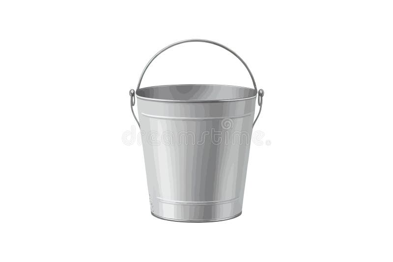 Realistic Enameled Bucket with Handle. Vector Illustration Design Stock