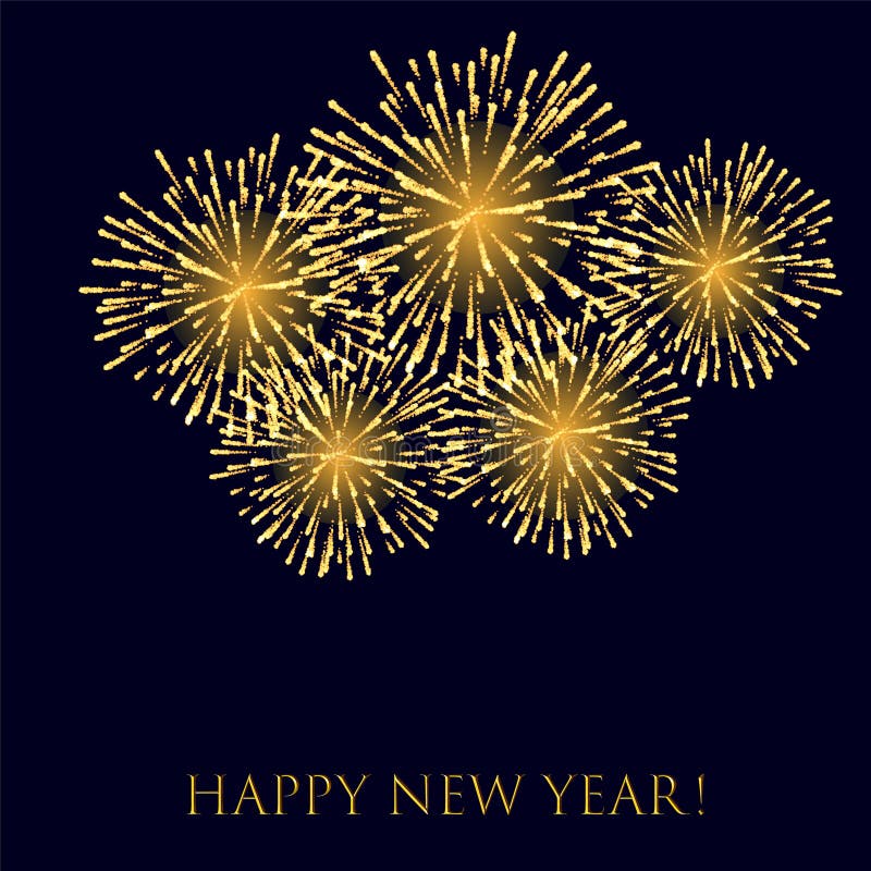 Realistic Festive Background Exploding Happy New Year Fireworks! Stock