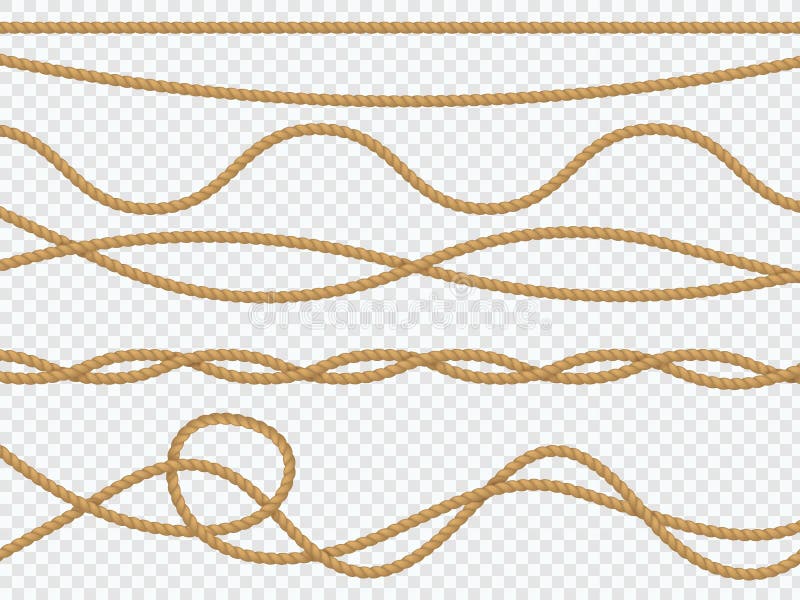 Realistic Fiber Ropes. Curve Rope Nautical Cord Straight Lasso Marine  Border Brown Jute Twine Natural Tied Packthread Stock Vector - Illustration  of navy, decor: 146695245