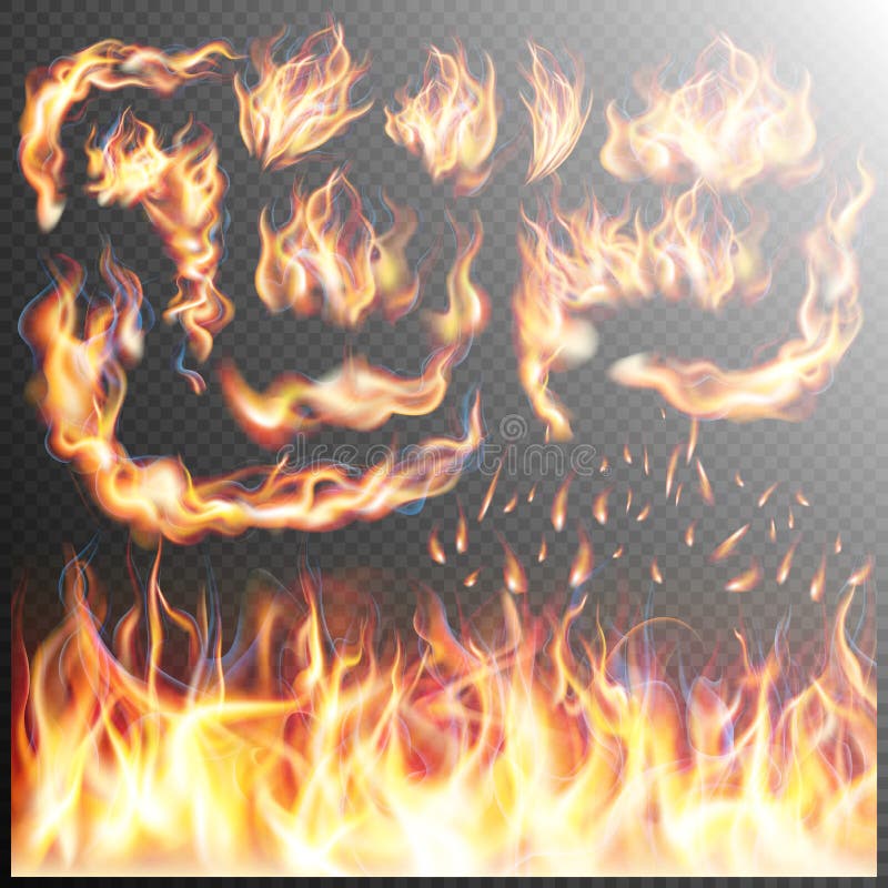Realistic fire flames set. EPS 10 stock illustration Realistic fire flames set. EPS 10 stock illustration