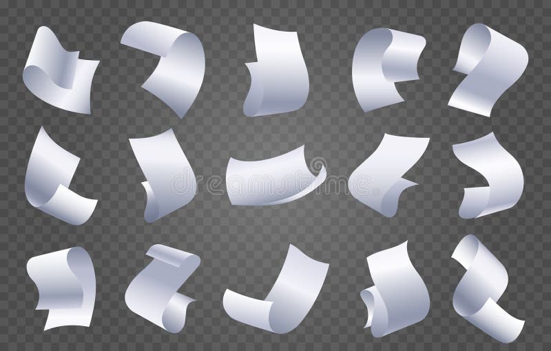 Realistic flying paper sheets stock illustration