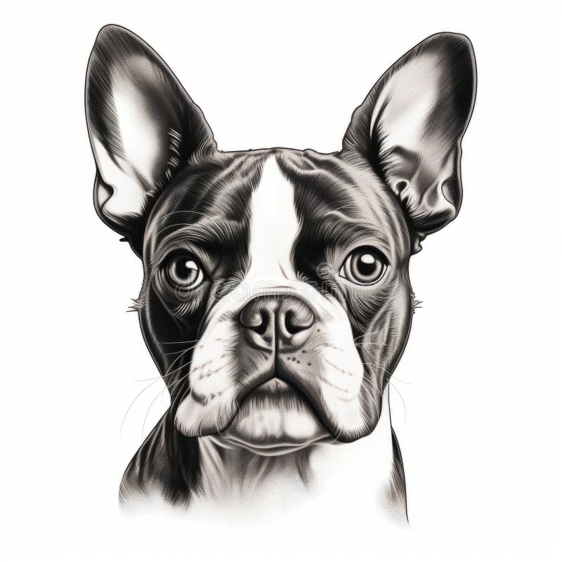 Realistic French Bulldog And Boston Terrier Vector Art Illustration