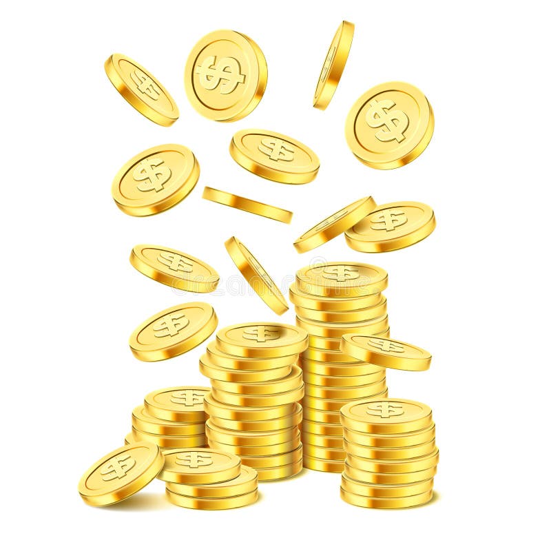 Download Realistic Gold Coin Stack On White Background Rain Of Golden Coins Falling Money On Pile Bingo Jackpot Or Casino Stock Vector Illustration Of Luxury Golden 112432225