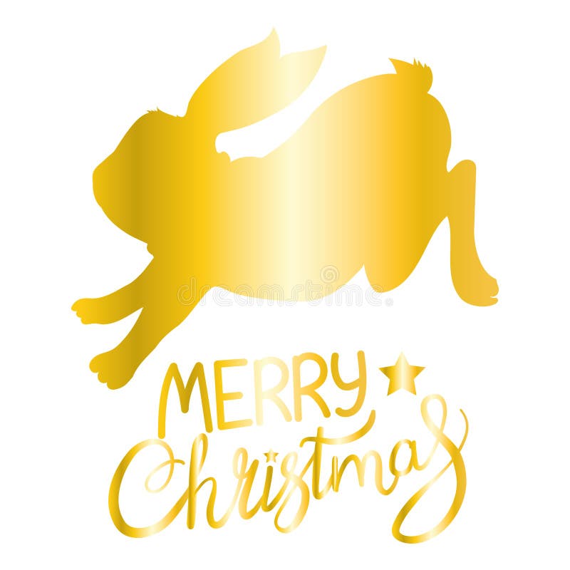 Realistic Golden Rabbit. Gold Metallic Bunny Stock Vector