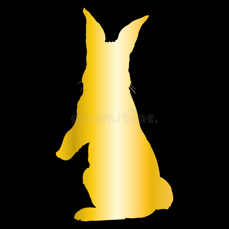 Realistic Golden Rabbit. Gold Metallic Bunny Stock Illustration