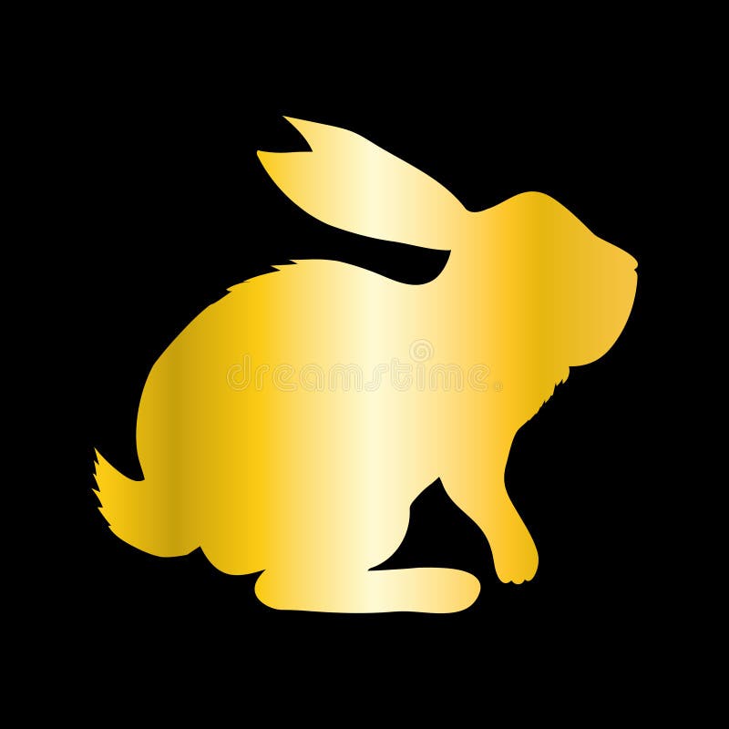 Realistic Golden Rabbit. Gold Metallic Bunny Stock Vector