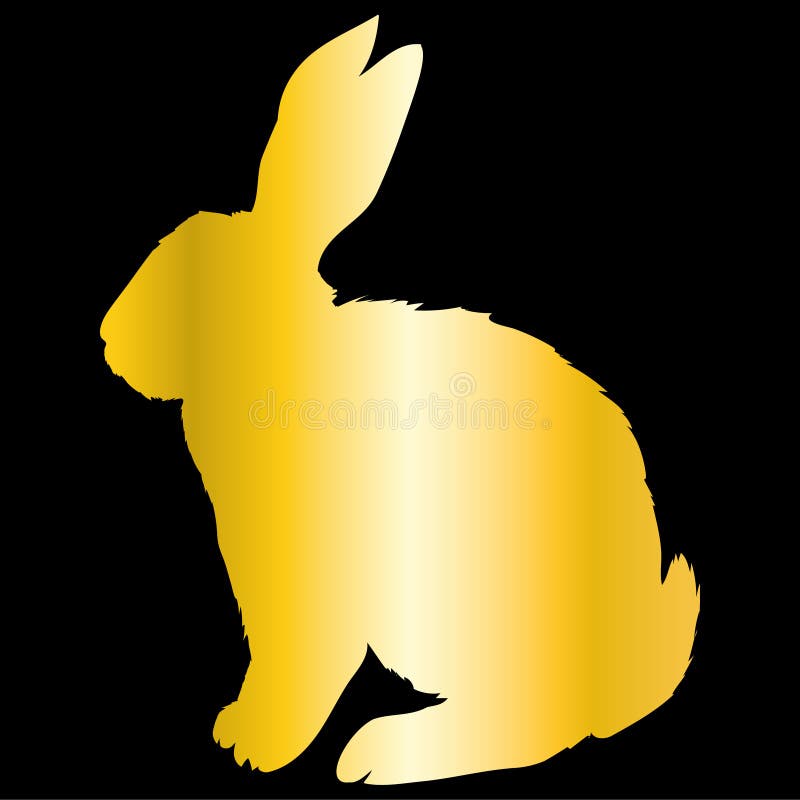 Realistic Golden Rabbit. Gold Metallic Bunny Stock Vector