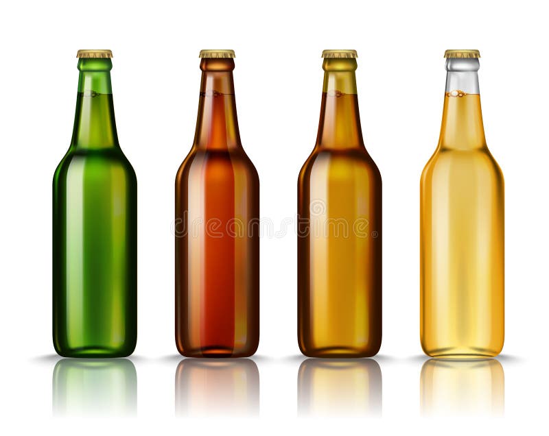 Download Realistic Green Brown Yellow And White Empty Glass Beer Bottles On A Transparent Background Vector Stock Vector Illustration Of Beer Classic 103296402 Yellowimages Mockups