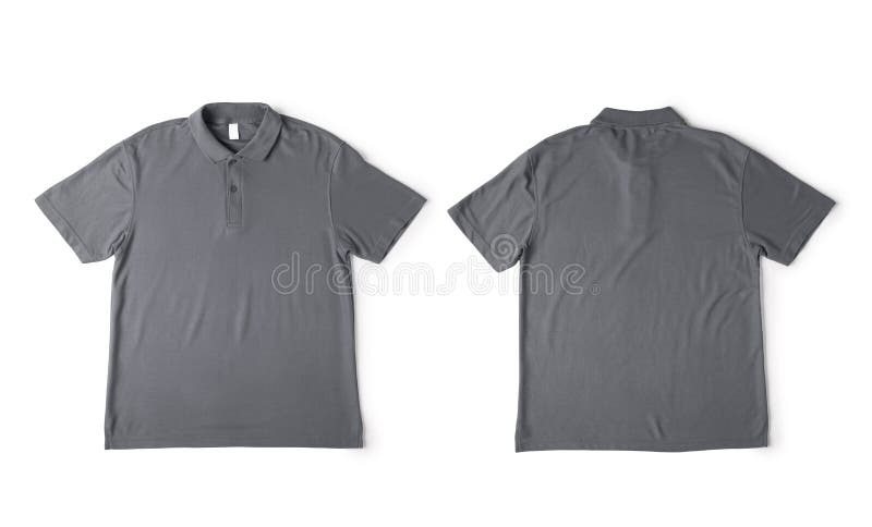 Realistic Grey Polo Shirt Mockup Hanging Front and Back View Isolated ...