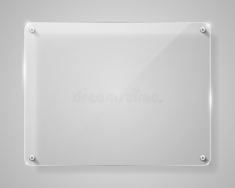 Realistic Horizontal Transparent Glass Frame with Shadow. Modern
