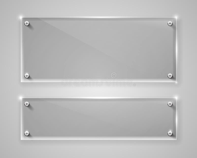 Realistic Horizontal Transparent Glass Frame with Shadow. Modern