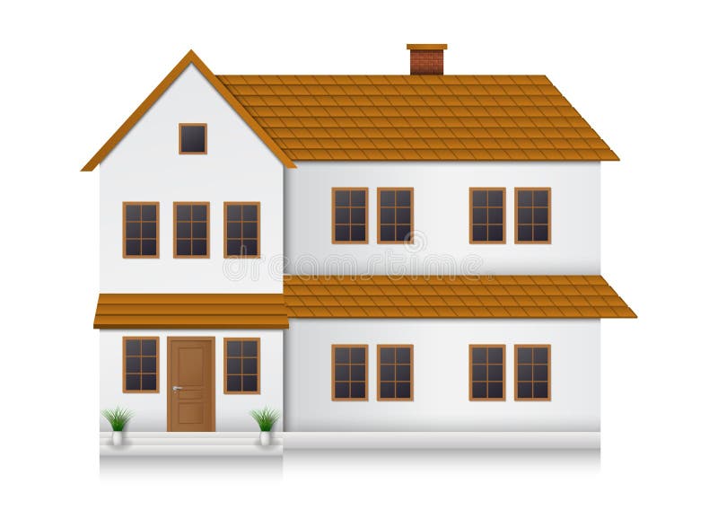 Realistic House front view stock vector. Illustration of brick - 172658155
