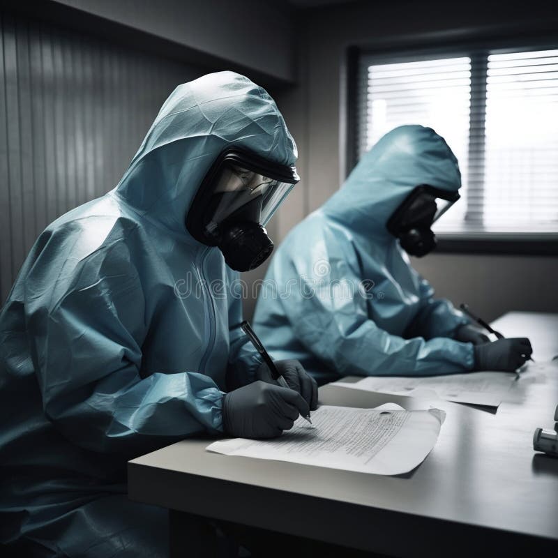 Realistic Illustration of People in Chemical Protection at Work Stock ...