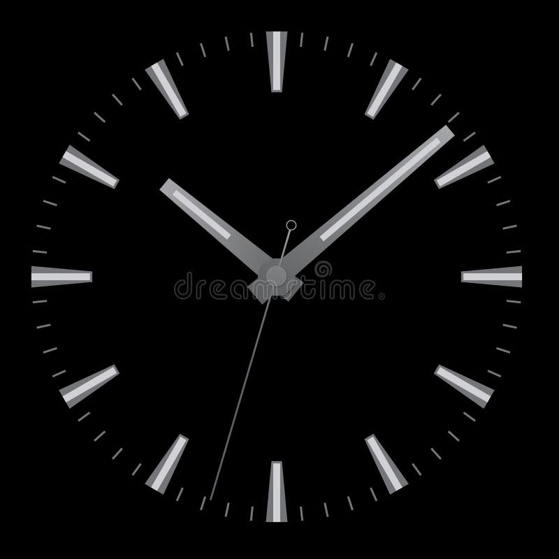 Realistic Illustration of Watch Face without Numbers with Minute, Hour and  Second Hand, Isolated on Black Background, Vector Stock Vector -  Illustration of object, pointer: 150095705