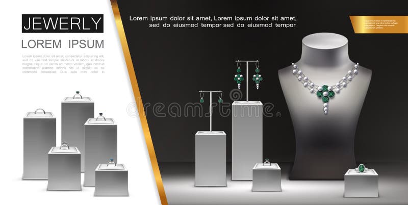Realistic Jewelry Advertising Concept stock illustration