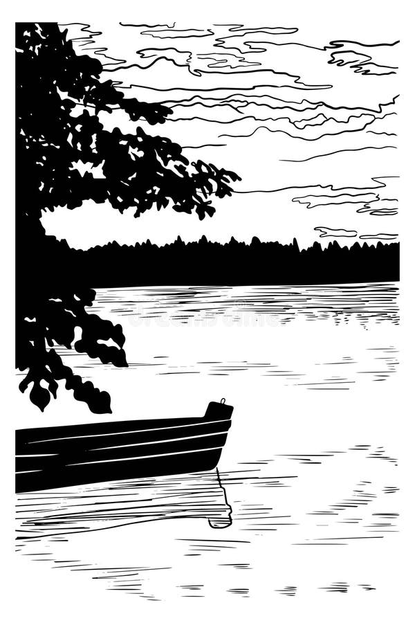 Lake Trees Background Black White Stock Illustrations – 1,054 Lake