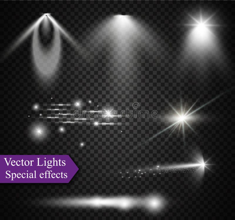 Realistic Lens Flare Elements Collection. Light Effect Transparent Design. Vector illustration. stock illustration Realistic Lens Flare Elements Collection. Light Effect Transparent Design. Vector illustration. stock illustration