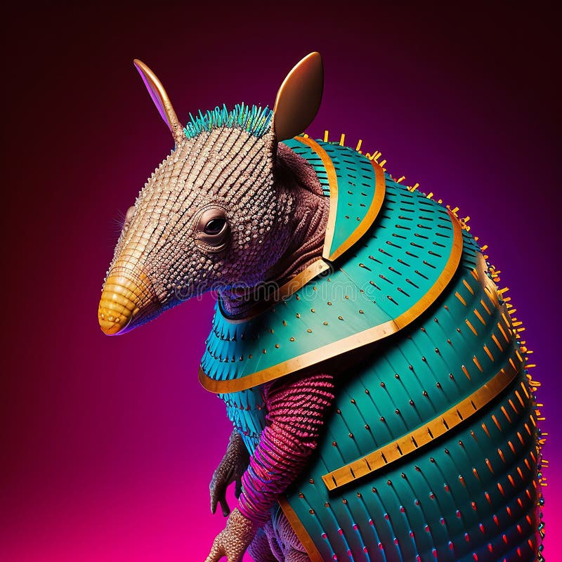 Realistic Lifelike Armadillo In Fluorescent Electric Highlighters Ultra