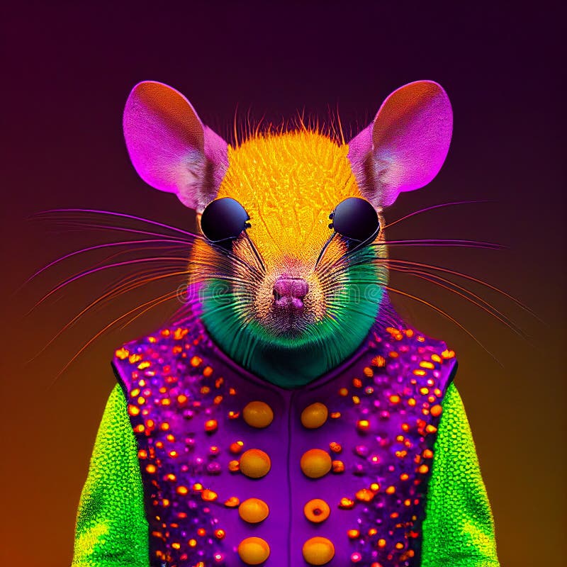 Realistic Lifelike Mouse In Fluorescent Electric Highlighters Ultra