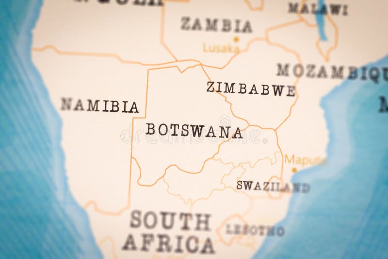 The Realistic Map of Botswana in the World Map. Botswana political map stock images, royalty-free photos and pictures