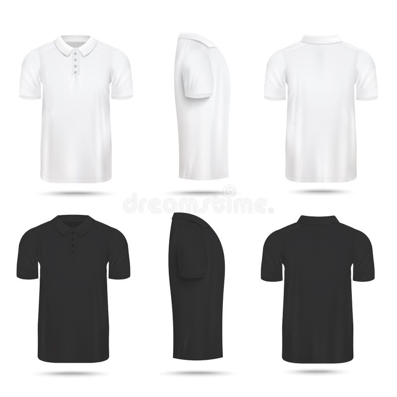 Realistic Mockup of Male White Polo Shirt Stock Illustration ...