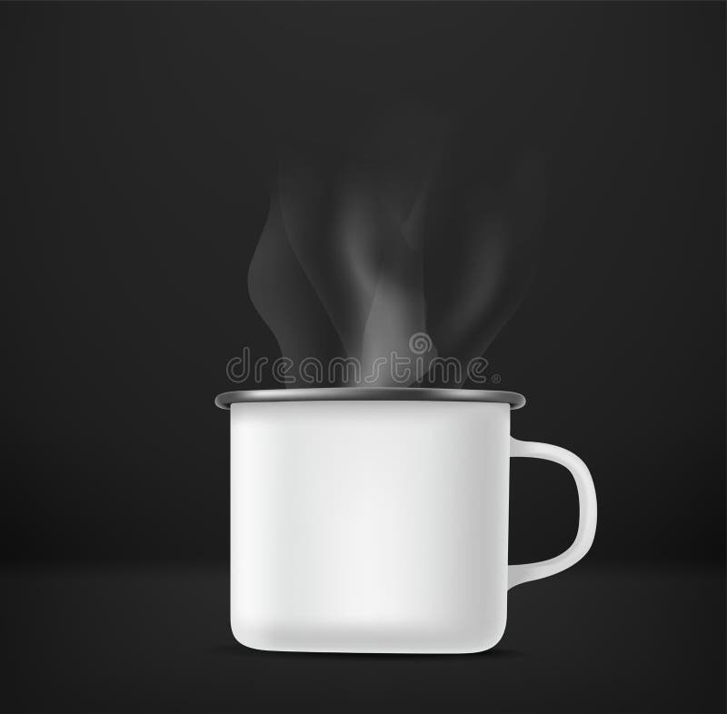 Realistic Metal Cup with Hot Drink Stock Vector Illustration of