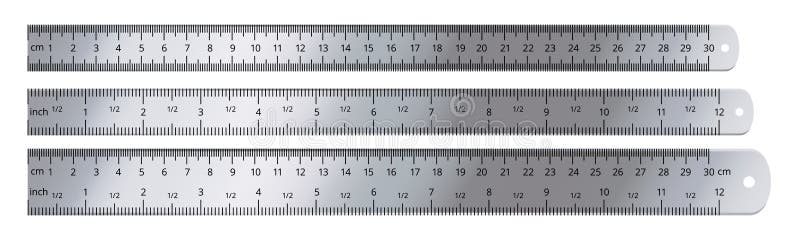 Realistic Metal Ruler Measuring Tool 12 Inches And 30 Centimeters