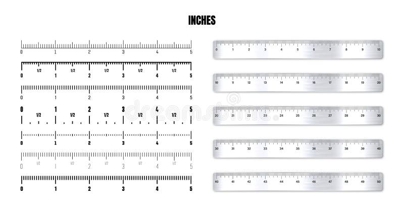 Wood and metal rulers. 3D realistic vector illustration isolated on white