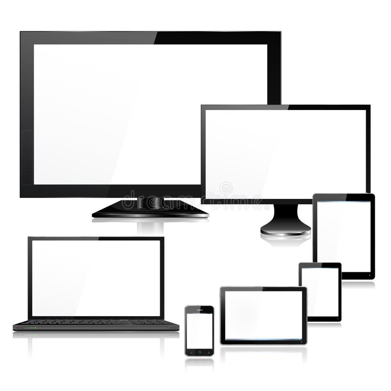 Realistic Mobile Computer Devices TV Laptop and Sc vector illustration Realistic Mobile Computer Devices TV Laptop and Sc vector illustration