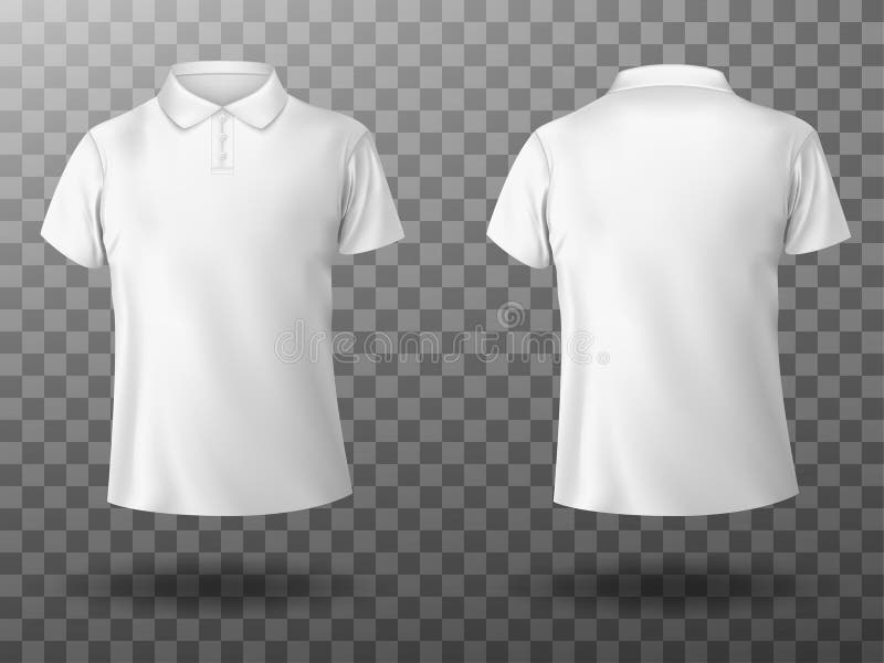 Realistic Mockup Of Male White Polo Shirt Stock Illustration ...