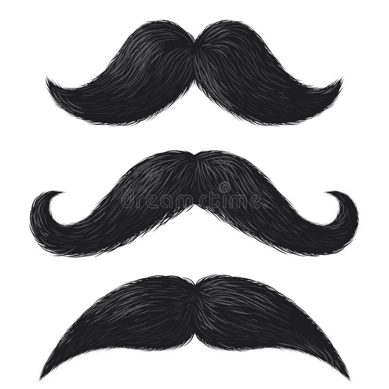 Realistic Moustaches. Black Mustache Facial Hair Style, Barbershop  Gentleman Hipster Fashion, Fathers Day Decorative Stock Vector -  Illustration of fathers, dark: 178109404