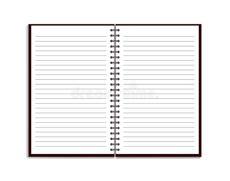 Realistic notebook in mockup style. Blank notepad with spiral. Template of empty notepad with lines on white background. vector e royalty free illustration Realistic notebook in mockup style. Blank notepad with spiral. Template of empty notepad with lines on white background. vector e royalty free illustration