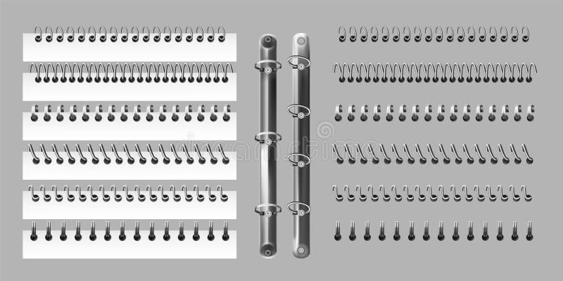 Realistic notebook spiral. Paper pages binding. Coil and ring binders. Book or calendar stationery like sketchbook