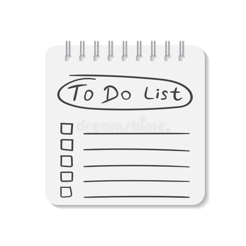 Realistic to do list spiral notebook white notepad