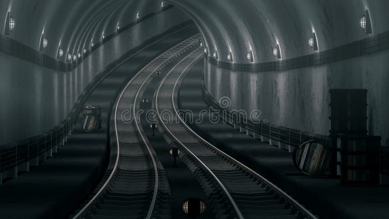 Realistic Old Subway Metro Tunnel Stock Illustration - Illustration of ...