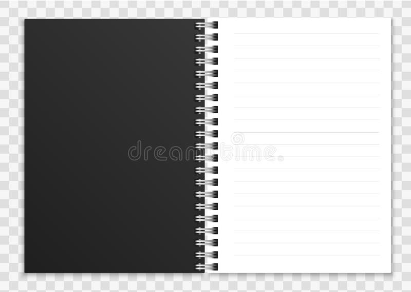 Realistic open notebook. Notepad or copybook with ring spiral bound pages and cover vector illustration stock illustration Realistic open notebook. Notepad or copybook with ring spiral bound pages and cover vector illustration stock illustration