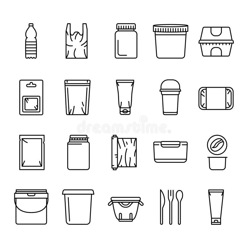 Realistic packages line icons set. Vector isolated element vector illustration