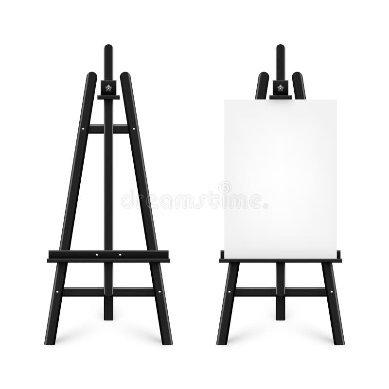 Black and white blank canvas on easel realistic Vector Image