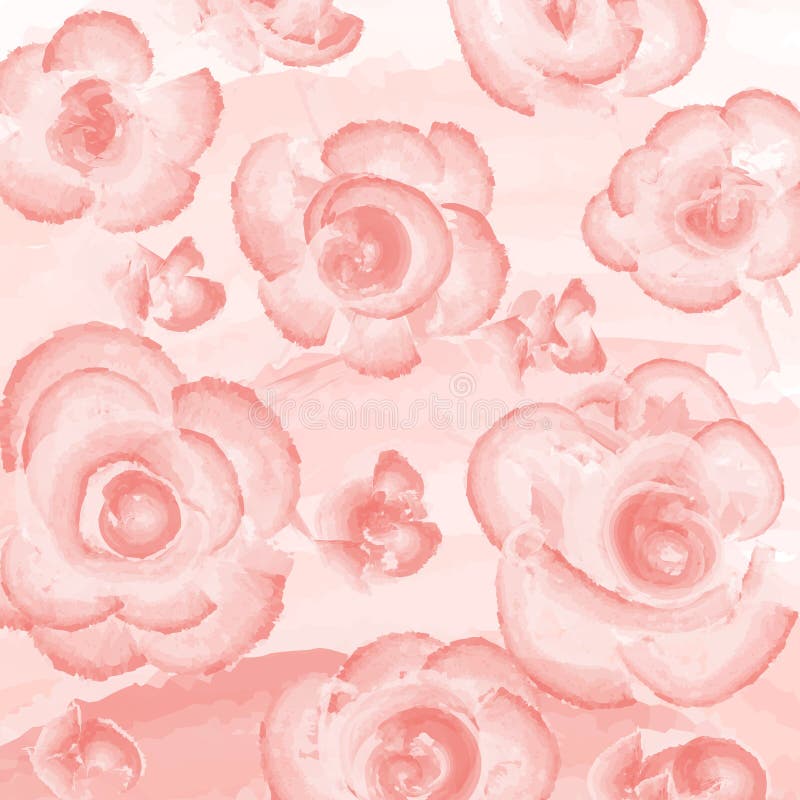 Realistic Painted Watercolor Flowers Rose Abstract Background Vector