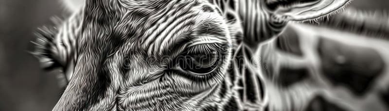 Realistic Pencil Drawing of Animal Portrait Stock Illustration