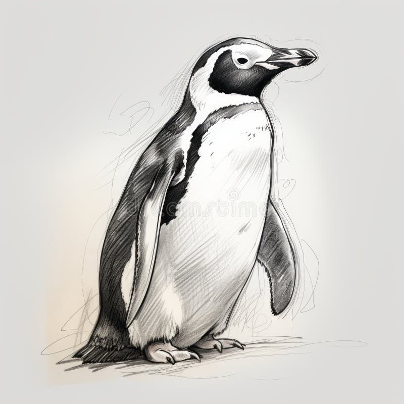 penguin pencil sketch