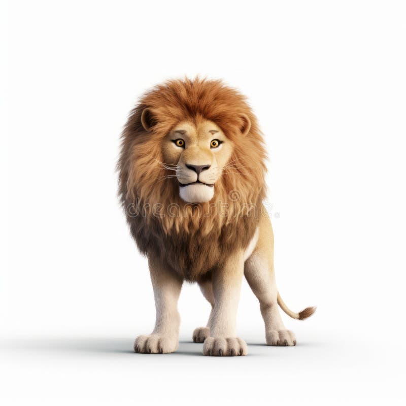 Realistic Pixar-style Lion on White Background in 8k Uhd Stock ...