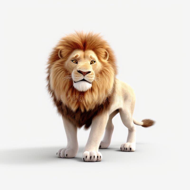 Realistic Pixar-style Lion on White Background in 8k Uhd Stock ...
