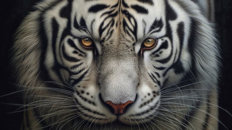 Realistic Portrait of a white tiger. Generative AI royalty free illustration