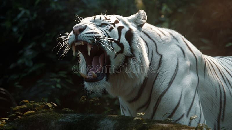 Realistic Portrait of a white tiger. Generative AI stock illustration