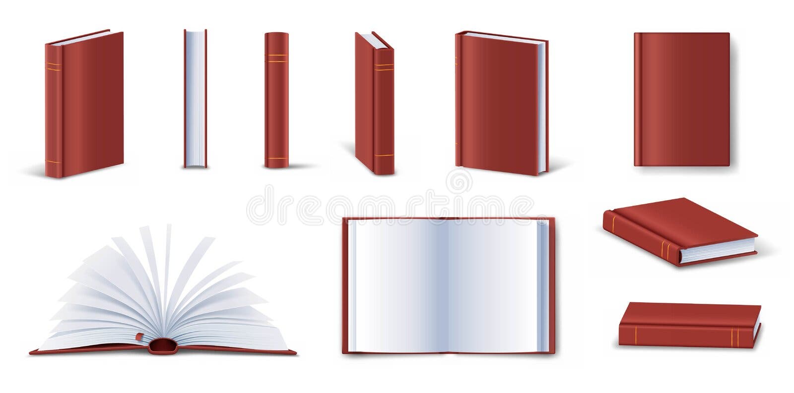 Realistic red blank hardcover book with bookmark Vector Image