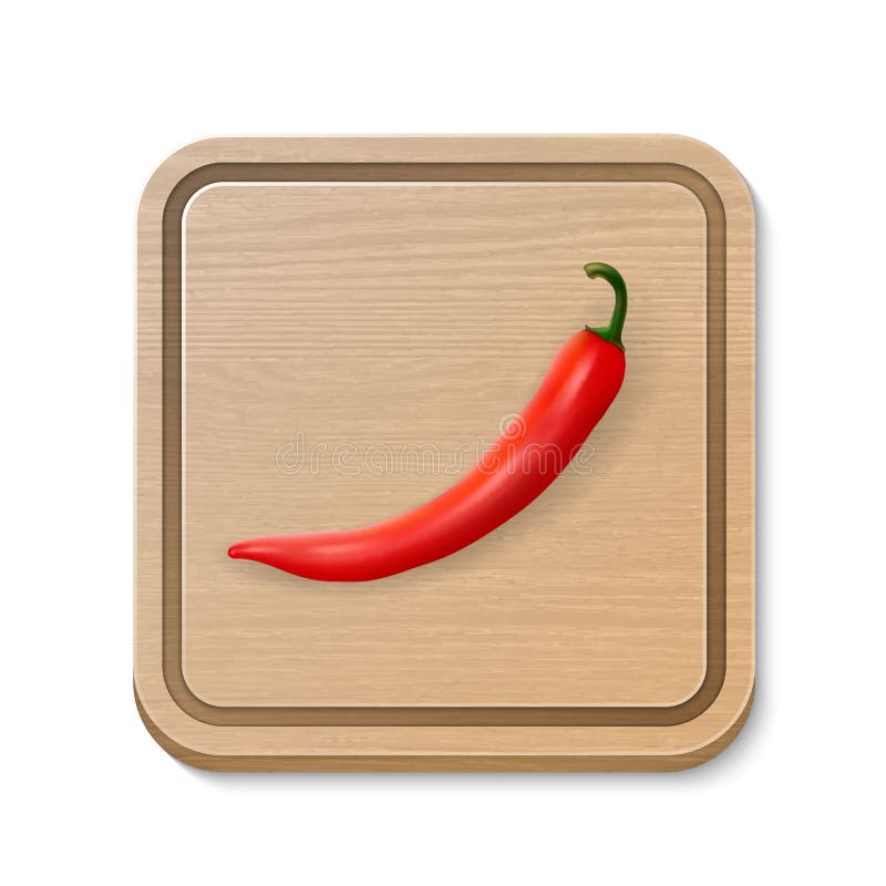 Realistic red chilli pepper icon isolated on transparent background. Design  template of food closeup in vector. Stock Vector