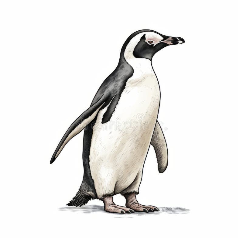 Realistic Rendering of a Penguin with a Long Nose Stock Illustration