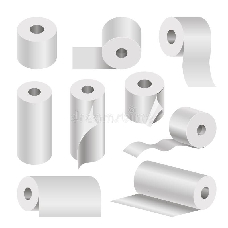 Realistic rolled toilet and towel paper poster on white vector illustration Realistic rolled toilet and towel paper poster on white vector illustration